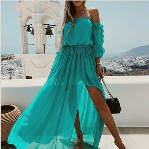 Strapless chiffon dress